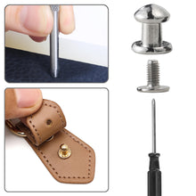 Load image into Gallery viewer, YORANYO 75 Sets 8MM Round Head Button Stud for Leather Chicago Screws Spikes and Stud Leather Rivets Screws Button Rivets for Repair and Decorate Clothing Shoes Belts Bags Dog Collars (Mixed in Box)