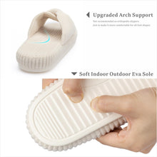 Load image into Gallery viewer, Chantomoo Slippers for Women Memory Foam House Bedroom Corduroy Bow Crossbands Slipper Shoes Comfy Trendy Gift Slippers Beige Size 7 8 6.5