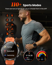 Load image into Gallery viewer, Military Smart Watches for Men, 1.91" Men's Smart Watch with 1000mAh/5 ATM Waterproof/LED Flashlight/110+ Sport Modes/Heart Rate/SpO2/Sleep Monitor, Fitness Tracker Watch for Android & iPhone (Black)