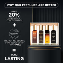 Load image into Gallery viewer, Bella Vita Luxury Long Lasting Perfume Gift Set for Man | 4x20ml | Gifts for Men | Woody, Citrusy, Oud, Premium Fragrance Scent | KLUB, OUD, CEO, G.O.A.T