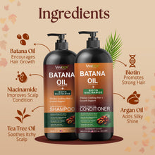 Load image into Gallery viewer, VANIDOX Batana Oil Shampoo and Conditioner Set – Biotin & Niacinamide Infused – Sulfate-Free, Paraben-Free – Moisturizing & Strengthening Hair Care for All Hair Types – 2 x 16 fl oz