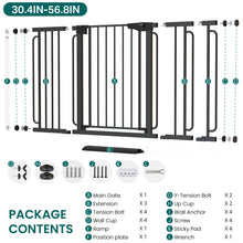 Load image into Gallery viewer, Cumbor 36" Extra Tall Baby Gate for Stairs, 30.4-56.8" Extra Wide Dog Gate Indoor, Dual Lock & Self-Closing Child Gate for Doorways, Hallways & Large Opening, Safety Baby Proofing for the House, Black
