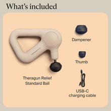 Load image into Gallery viewer, TheraGun Relief by Therabody - Easy-to-Use, Comfortable & Light Handheld Percussion Massage Gun for Everyday Pain Relief Massage Therapy in Neck, Back, Leg, Shoulder and Body (Sand)