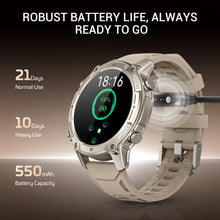 Load image into Gallery viewer, Men's Outdoor Smartwatch, Standalone GPS & Offline Maps, 5ATM Waterproof, 1.43" AMOLED, 4GB Memory, 178 Sports Modes, Compass, Heart Rate/SpO2/Stress/Sleep Monitor, Compatible Android and iOS Khaki