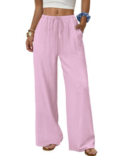 Load image into Gallery viewer, Sampeel Dress Pants Women Tall Summer Spring Outfits Beach Vacation Cute Preppy Clothes Drawstring Pants with Pockets Y2K Pink S