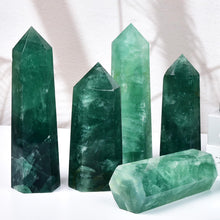 Load image into Gallery viewer, MOGEMT Natural Green Fluorite Obelisk Tower Large Healing Crystal Wand 6 Faceted Point Reiki Chakra Meditation Therapy 1.5-2.0 LBS