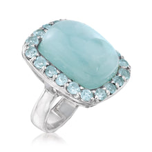 Load image into Gallery viewer, Ross-Simons 19.00 Carat Aquamarine and 2.60 ct. t.w. Sky Blue Topaz Ring in Sterling Silver. Size 7
