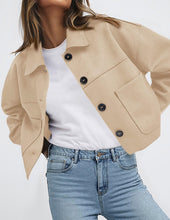 Load image into Gallery viewer, PRETTYGARDEN Women's Faux Suede Cropped Jacket Casual Lightweight Fall Fashion 2026 Winter Coats Outerwear Trendy Clothes (Beige,Medium)