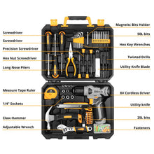 Load image into Gallery viewer, DEKOPRO Tool Set:Tool Kit with 8V Cordless Drill,Tool Box with Drill,Hand Drill Set for Men & Women,Home Tool Kits for House Repair,Handyman,DIY 126 Piece