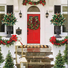 Load image into Gallery viewer, Glintoper Lighted Artificial Christmas Urn Filler, Pre-lit Xmas Pine Trees with Cones, Golden & Red Berries, Tripod Stake and 60 LED Lights, Outdoor Light Up Planter Filler Holiday Home Decor, 2 Pack