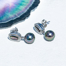 Load image into Gallery viewer, Mihiarii Tahitian Black Pearl Drop Dangle Earrings Sterling Silver Mother of Pearl Earring Birthday Anniversary Mothers Day Valentines Day Christmas Gifts for Mom Her Women