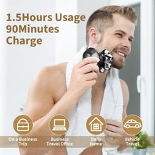Load image into Gallery viewer, SHPAVVER Head Shavers for Bald Men: 5-in-1 Electric Razor - IPX7 Waterproof Shaving Grooming Kit for Balder - Turbo Speed & Precision Blades (Gray Black)