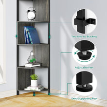 Load image into Gallery viewer, YITAHOME 6-Tier Corner Shelf, 68.8" Tall Industrial Free Standing Corner Bookshelf, 6 Shelf Display Corner Bookcase Open Small Book Shelves for Bedroom, Living Room, Small Space, Charcoal Gray + Black