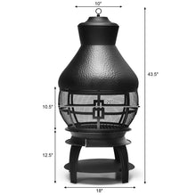 Load image into Gallery viewer, Giantex Wood Burning Chiminea, Heavy Duty Fireplace Chimenea Wooden Fire Pit with 2-Piece Log Grate, Premium Rain Cap & Fire Poker, 360°Fire Retardant Mesh Cover, Ideal for Garden, Patio, Backyard