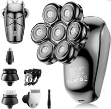 Load image into Gallery viewer, SHPAVVER Head Shavers for Bald Men: 5-in-1 Electric Razor - IPX7 Waterproof Shaving Grooming Kit for Balder - Turbo Speed & Precision Blades (Gray Black)