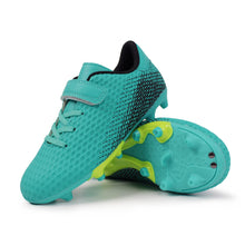 Load image into Gallery viewer, Hawkwell Kids Athletic Firm Ground Outdoor Soccer Cleats Shoes(Toddler/Little Kid/Big Kid), Green PU, 13 M US