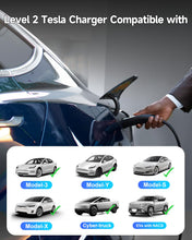 Load image into Gallery viewer, Level 2 EV Charger for Tesla, 40A/9.6kW Ultra-Fast Home Portable EV Charging Station with NEMA 14-50 Plug, 25FT Cable, Adjustable Current &Delay Start Timer, Compatible with Model Y/3/S/X (NACS Port)