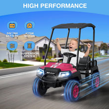 Load image into Gallery viewer, LIGIANT 24V Ride on Toys for Big Kids, 4-Seater Kids' Car, Golf Cart Max. Capacity: 264 Lbs(4 Kids), 4WD Ride on Car w/Remote Control, Detachable Awning, Spring Suspension, Music/Story/Power Display