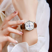 Load image into Gallery viewer, OLEVS Classic Leather Watches for Women, Business Dress Arabic Numerals Ladies Watches, Day Date Waterproof Analog Quartz Womens Wrist Watches Brown Leather Strap White Face Relojes para Mujer