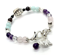 Load image into Gallery viewer, Fertile Turtle Fertility Bracelet/Natural Gemstones Rose Quartz, Moonstone, Amethyst, Rock Crystal, Garnet, Black Onyx/Healing Crystal Jewelry/Anti Anxiety/Stress Relief (silver-plated)