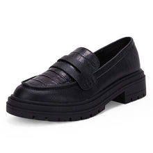 Load image into Gallery viewer, Women's Platform Penny Loafers Comfort Chunky Heel Slip On Business Work Dress Shoes Black