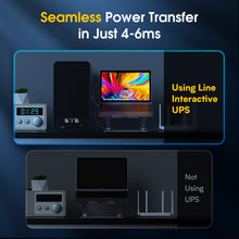 Load image into Gallery viewer, GOLDENMATE 1500VA/1000W Lithium UPS Battery Backup and Surge Protector, Backup Battery Power Supply with LiFePO4 Batteries(296Wh), AVR, Line Interactive Sinewave UPS System, 8 Outlets, LCD Display