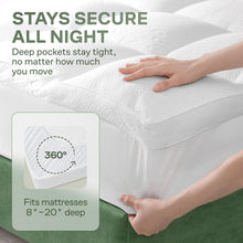 Load image into Gallery viewer, Extra-Thick 2 Inch Queen Size Mattress Topper - Ultra Plush & Soft Viscose Derived from Bamboo Mattress Pad, Naturally Cooling & Perfect for Full Body Support, Snow White