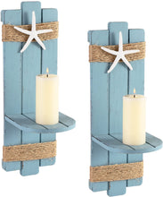 Load image into Gallery viewer, SOMTO Beach Starfish Wall Candle Sconces Decor,Ocean Themed Wall-Mount Candle Holders, Coastal Farmhouse Nautical Rustic Decorations for Bathroom, Living Room, Dining Room and Office, Set of 2