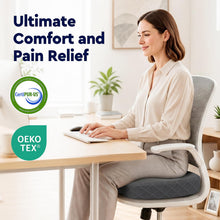 Load image into Gallery viewer, TushGuard Seat Cushion - Memory Foam Sitting Pillow for Office Chair, Car Seat, Airplane, Bleacher - Sciatica & Hip & Coccyx Pain Relief Desk Chair Cushion for Long Sitting Office Workers, Car Drivers