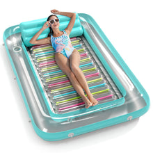 Load image into Gallery viewer, Jasonwell 4 in 1 Inflatable Tanning Pool Lounger Float - Sunbathing Lounge Floatie Raft Toys, Water Filled Tanning Bed Mat Pad Blow Up Kiddie Pool with Ball Pit for Adult, Kids (L)