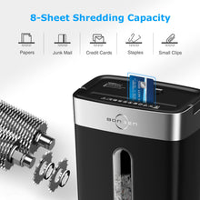 Load image into Gallery viewer, BONSEN Shredder for Home Office, 8-Sheet Crosscut Credit Card Shredder, Small Paper Shredder for Home Use with 4 Gallons Wastebasket, High Security Level P-4, ETL Certification (S3101)