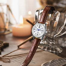 Load image into Gallery viewer, OLEVS Classic Leather Watches for Women, Business Dress Arabic Numerals Ladies Watches, Day Date Waterproof Analog Quartz Womens Wrist Watches Brown Leather Strap White Face Relojes para Mujer