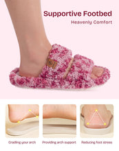 Load image into Gallery viewer, EverFoams Women‘s Fuzzy Open Toe Slippers with Soft Comfy Memory Foam Thick Sole Diva Wild Pink,7-8 US
