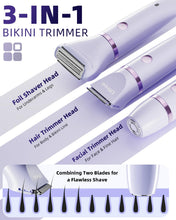 Load image into Gallery viewer, Ufree Bikini Trimmer Electric Razors for Women, Ceramic Blade Body Hair Trimmer, IPX7 Waterproof Rechargeable Lady Shaver, Personal Groomer for Legs & Pubic Hair, Gifts for Women, Purple
