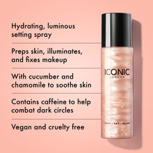 Load image into Gallery viewer, ICONIC LONDON Prep-Set-Glow | Hydrating + Setting + Glowing Spray, 3-in-1 Formula for a Dewy, Radiant Finish, Cruelty-Free, Vegan Makeup, 4.22 Fl oz