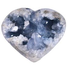Load image into Gallery viewer, MOGEMT Large Raw Blue Celestite Crystal Geode Heart Shape Natural Healing Crystal Cluster Irregular Celestine Stone Home Decor 4-6 Lbs