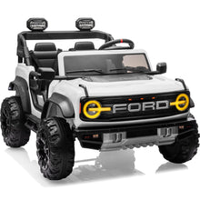 Load image into Gallery viewer, First Ride On Licensed Ford Bronco Raptor 24V 2 Seater Kids Ride on Toys, Battery Powered Electric Ride on Car, Remote Control Electric Car w/Led Lights, Music, High Low Speed (24V, White)