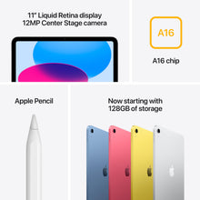Load image into Gallery viewer, Apple iPad 11-inch: A16 chip, 11-inch Model, Liquid Retina Display, 128GB, Wi-Fi 6, 12MP Front/12MP Back Camera, Touch ID, All-Day Battery Life — Blue