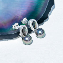 Load image into Gallery viewer, Mihiarii Tahitian Black Pearl Drop Dangle Earrings Sterling Silver Mother of Pearl Earring Birthday Anniversary Mothers Day Valentines Day Christmas Gifts for Mom Her Women