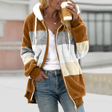 Load image into Gallery viewer, With Amaon On Amaon 2024 Oct 8-9 Oversized Fuzzy Fleece Jackets For Women Fashion 2024 Color Block Faux Fur Cardigan Coat Shaggy Warm Winter Outerwear Coffee X