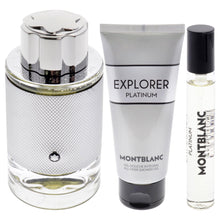 Load image into Gallery viewer, Mont Blanc Explorer Platinum Set 3.4oz EDP & .25oz EDP & 3.4oz SG