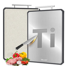 Load image into Gallery viewer, Titanium Cutting Board for Kitchen, Double Sided Non Toxic Titanium Cutting Board with JUICE GROOVE, Food-Grade Metal Chopping Board, Pure Titanium&Wheat Straw PP, Dishwasher Safe16.3”×11”-1 PC