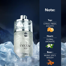Load image into Gallery viewer, Ajmal Shadow Ice Eau de Parfum 3.4 oz / 100 ml – Fresh Long-Lasting Unisex Perfume | Citrus, Neroli, Jasmine, Musk & Sandalwood | Premium Summer Fragrance from Dubai