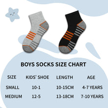Load image into Gallery viewer, Comfoex Boys Socks 4-6 6-8 8-10 Years Old Athletic Quarter Socks Ankle Sports Socks With Cushioned Sole 6 Pairs