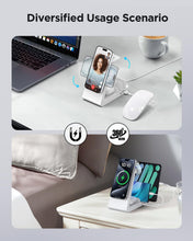 Load image into Gallery viewer, Charging Station for iPhone,5 in 1 Wireless Charger Stand Dock for Apple: Mag-Safe Charging Station for Multiple Devices Apple iPhone 16 15 14 13 12 Pro Max Plus Apple Watch iWatch Magnetic(White)