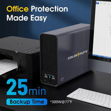 Load image into Gallery viewer, GOLDENMATE 1000VA/600W Lithium UPS Battery Backup & Surge Protector, Backup Battery Power Supply with LiFePO4 Batteries(153.6 Wh), Sinewave UPS System, 10 Years Lifespan, 8 Outlets, LCD Display, Gray