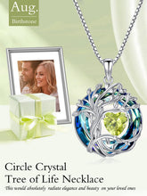 Load image into Gallery viewer, TOUPOP Peridot August Birthstone Necklace for Women White Gold 925 Sterling Silver Tree of Life Pendant Necklaces with Crystal Birthday Irish Celtic Jewelry for Wife Girlfriend Mom