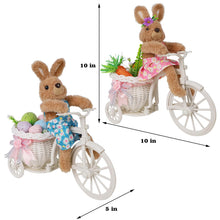 Load image into Gallery viewer, Juegoal Set of 2 Easter Tabletop Decorations Bunny Couple, 10" Rabbits Ride Bike, Cute Animal Figurine Gift, Easter Basket Filler Spring Home Kitchen Room Ornament