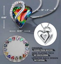 Load image into Gallery viewer, Leafael Necklaces for Women, Infinity Love Heart Pendant Rainbow Black Healing Crystal for Protection, Jewelry Gifts for Wife, Silver Plated 18 + 2 inch Chain, Birthday Gift for Mom Sister Her