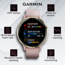 Load image into Gallery viewer, Wearable4U - Garmin Venu 3S GPS Smartwatch, AMOLED Display 41 mm Watch, Advanced Health and Fitness Features, Up to 10 Days of Battery, Sleep Coach, Dust Rose with Black Earbuds Bundle